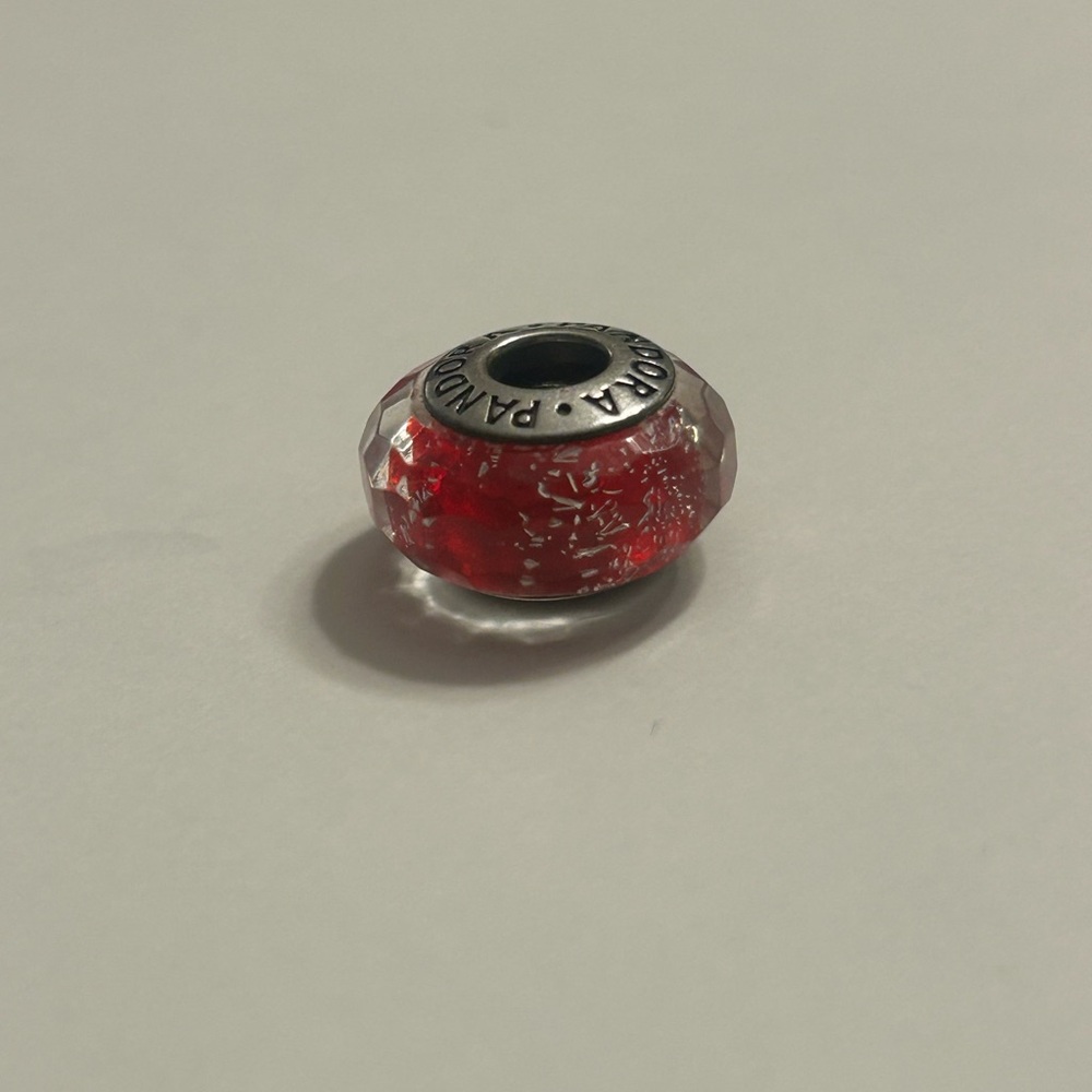 Pandora Red Shimmer Murano Glass & SS .925 Charm 791654 - Picture 5 of 6